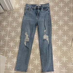 Stylish Light Blue Distressed Women's Jeans